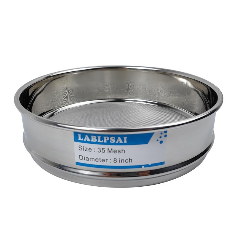 LABLPSAI 35 Mesh Lab Sieves 8" Diameter 304 Stainless Steel Wire Cloth Test Sieve for Industrial Laboratory Home - Image 1